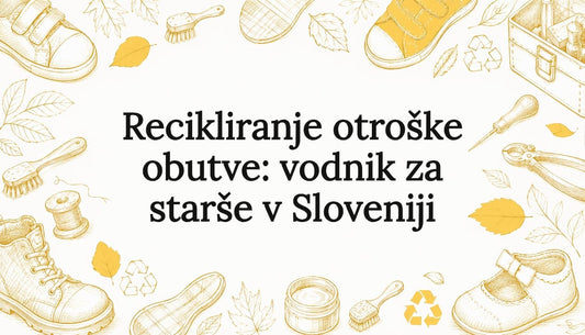 Ilustrirana naslovnica za članek o ponovni uporabi in recikliranju otroških čevljev