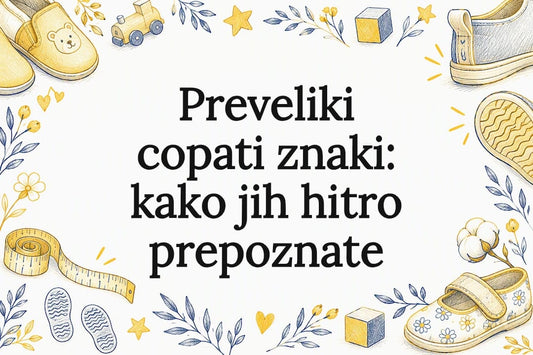 Ilustrirana naslovnica z risanimi otroškimi copatki