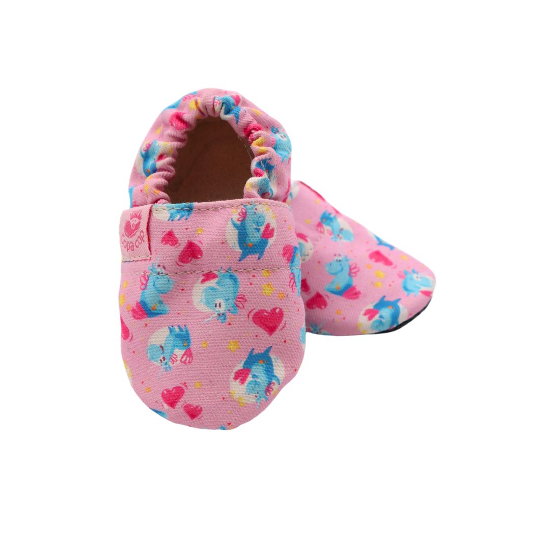 Otroški tekstilni copati Barefoot - Roza Unicorn